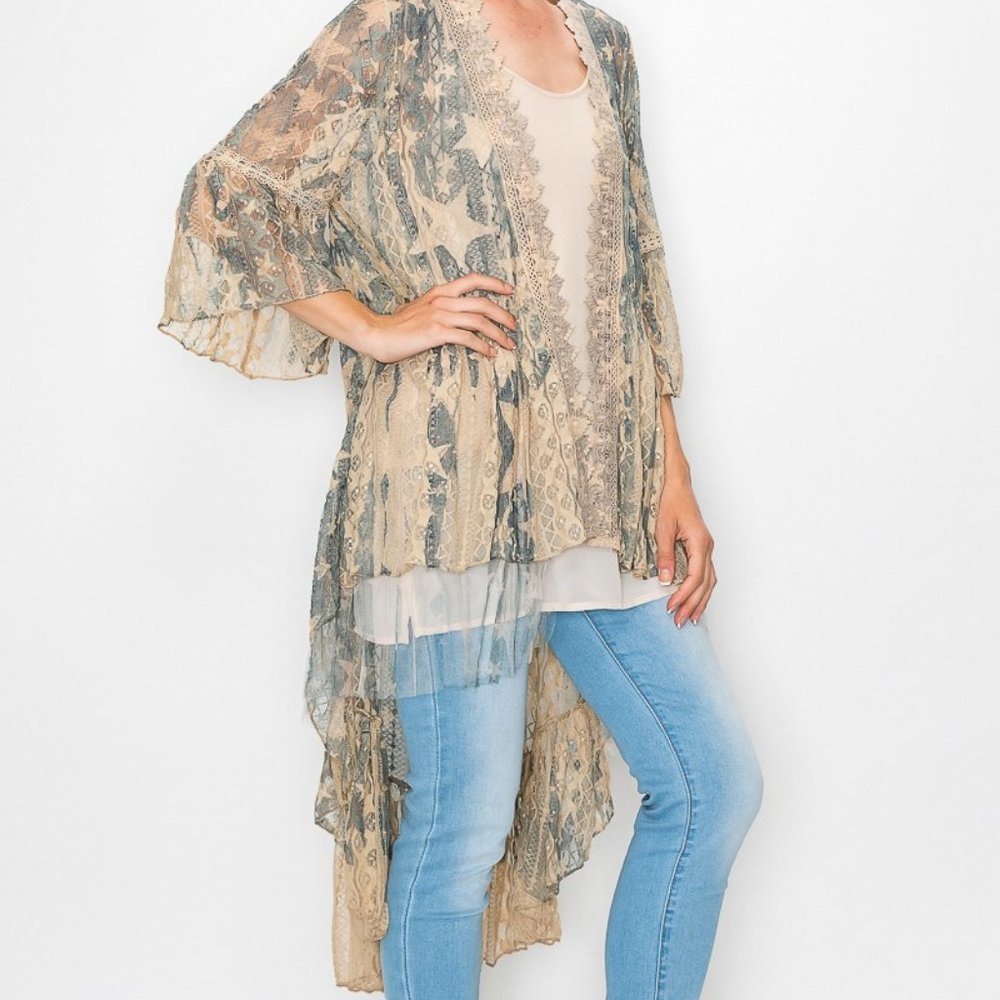 NEW ORIGAMI BIG TEXAS STAR kimono cardigan wrap Bohemian western Shabby SM-4X